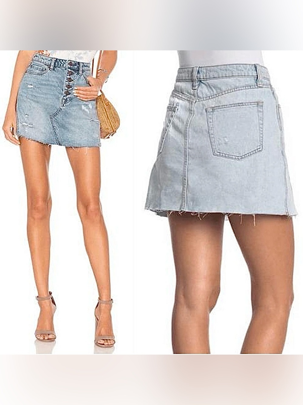 NWT FREE PEOPLE MONTAUK DENIM MINI SKIRT SIZE 25 & SHIRT SIZE XS!! SUPER CUTE!!